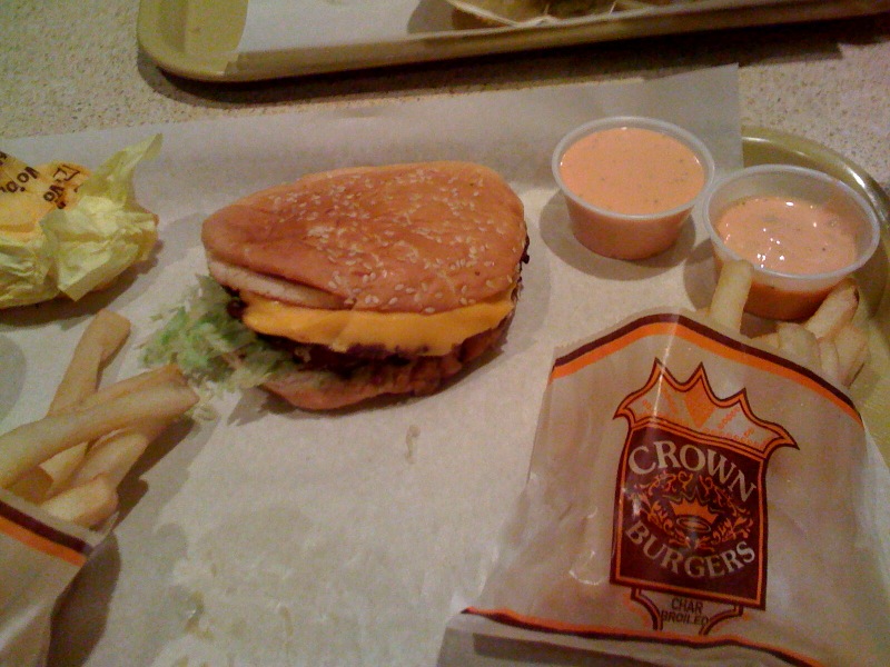 Crown Burger’s Cheeseburger Combo – Fries and Dr Pepper